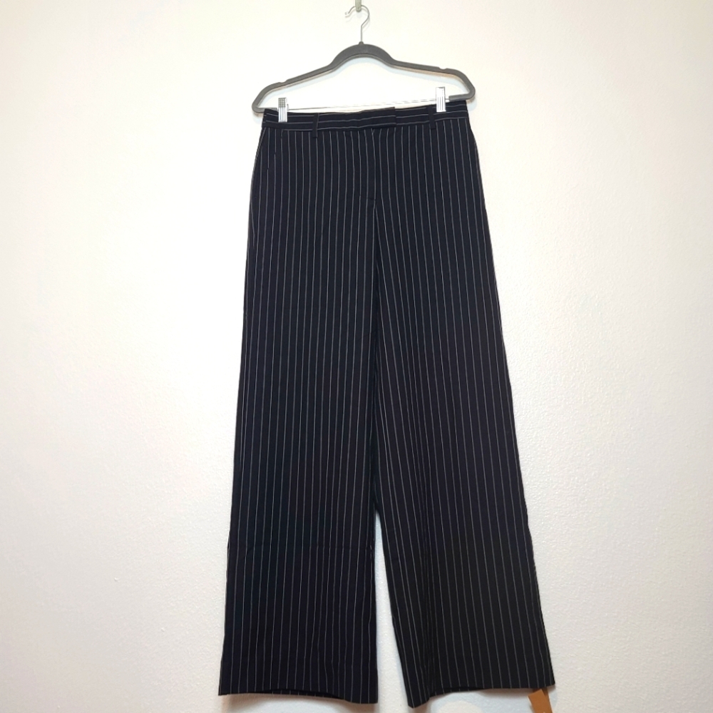 NWT Reformation Carter Mid-Rise Pants in Black Stripe Capsule Office Sz 8 - Picture 4 of 11